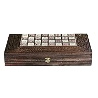 Large Arab Walnut Backgammon Set and Chess Board From Lebanon Handmade Wood and Mosaic Inlays