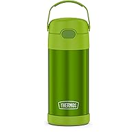 THERMOS FUNTAINER 12 Ounce Stainless Steel Vacuum Insulated Kids Straw Bottle, Lime