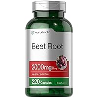 Horbäach Beet Root Powder Capsules | 220 Pills | Herbal Extract | Non-GMO, Gluten Free, and DNA Tested Supplement