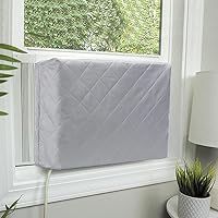HOXHA Indoor Air Conditioner Cover for Window Units,Double Insulation Anti-Rust Adjustable Inside Window AC Cover with Free Elastic Straps