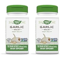 Nature's Way Garlic Bulb, Supports Heart Health*, 100 Vegan Capsules (Pack of 2)