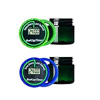 2-Pack BudCapTimer - Time Since Last Opened Medication Pill Timer Reminder Cap with Compatible 1oz Bottles (2 Small)