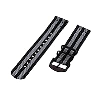 Clockwork Synergy - 26mm 2 Piece Classic Nato PVD Nylon Black/Grey Replacement Watch Strap Band