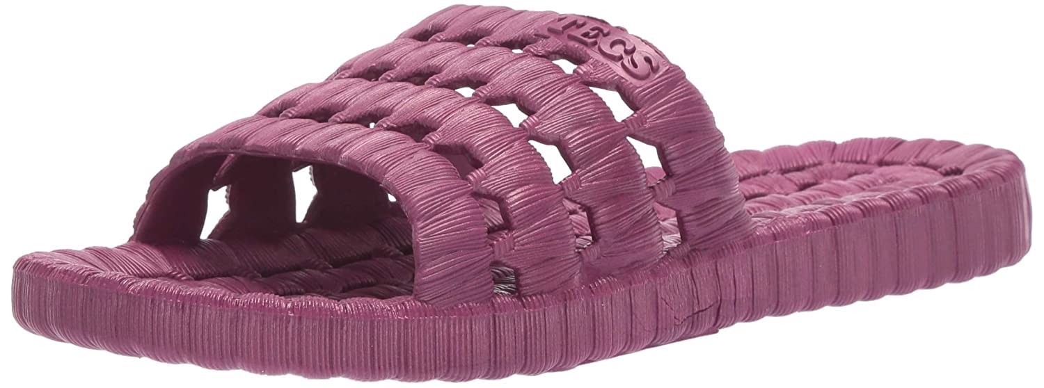 TECS Women's Flexible PVC Lightweight Relax Water Sandal | Open Toe Slipper with Drainage Hole for Beach, Showers, Dorms, & Outdoor