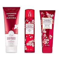 Bath and Body Works - Japanese Cherry Blossom - Moisturizing Body Wash, Fine Fragrance Mist and Ultra Shea Body Cream - 3 pc - Gift Set (2020))