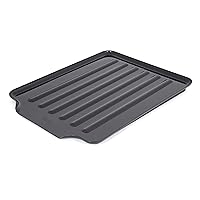 Large Black Drain Board Fits Under Any Large Dish Rack to Catch Water or for Larger Pots Alone, Angled Base Allows for Self Draining with Raised Ribs to Prevent Water from Puddling