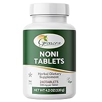 Grenera Noni Tablets, Made Using Organic Whole Fruit Noni Kosher, Halal Certified Noni Supplement, 240 Tablets