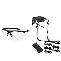 NoCry Anti Fog Safety Glasses for Men and Women - ANSI Z87 Safety Glasses with Premium Scratch Resistant Coating & Sunglasses Strap — Non-Slip, Adjustable and Easy to Use — 2-IN-1 Pouch