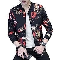Spring Summer Mens Floral Jackets Hip Hop Coats Mens Fashion Stand Collar Slim Flower Bomber Jackets Outwear