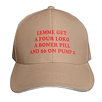 Lemme Get A Four Loko, A Boner Pill, and $6 On Pump 2 6 Baseball Cap Funny Hats Caps Vintage Hat Baseball Caps