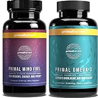Primal Harvest Mind Fuel & Omega 3 Supplements for Women and Men Fish Oil Capsules and Mind Fuel Brain Booster Pills Bundle