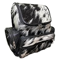 Cowhide Fur Hair Print Leather Diaper Backpack for travel sports gym (Bagpack B)