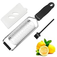 ISZW Lemon Zester Grater - Stainless Steel 2-IN-1 Wide Blade with Handle&Protective Cover for Cheese Citrus Ginger Garlic Nutmeg Chocolate Vegetables Fruits, Pro Kitchen Tool