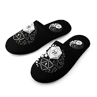 Dungeons And Dragons Yin Yang Men's Comfy Cloth Slippers Warm Light Weight Non Slip Rubber Sole House Shoes