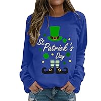 St Patricks Day Shirt Women 2024 Casual Funny Irish Shamrock Shirts Long Sleeve Crewneck Sweatshirts Pullover