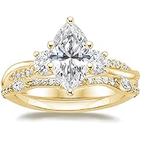 Petite Twisted Vine Moissanite Diamond Ring Set, 3 CT Marquise Moissanite Engagement Ring Set, Wedding Ring Set, Bridal Ring, Promise/Anniversary Ring for Wife, Classic Rings