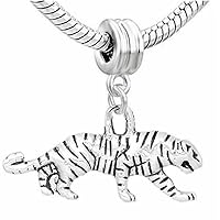 Sexy Sparkles Walking Tiger Charm Dangle Bead for Snake Chain Charm Bracelet