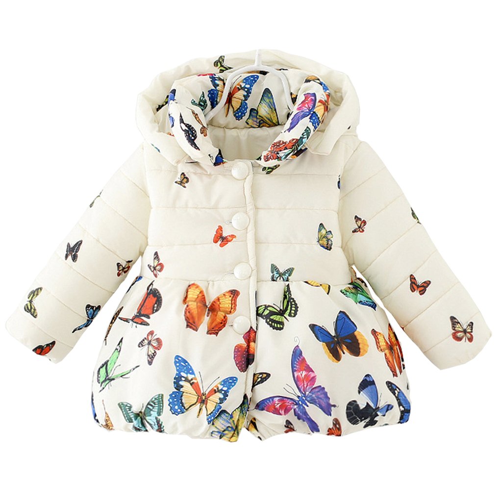MINKIDFASHION Baby Girls Winter Autumn Warm Butterfly Little Kids Toddler Jacket Coat