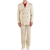 Men's Stripe Suit Blazer Peak Lapel Double Breasted Buttons Jacket Party Groom Daily Dinner Coat