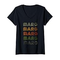 Womens Love Heart Marg Tee Grunge/Vintage Style Black Marg V-Neck T-Shirt
