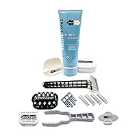 Deluxe Omnishaver Kit - Black - The Fastest Way to Shave Head, Legs, Arms, Body | an Alternative to Disposable Shaving Razors Self Cleans & Strops During Use with Shave Butter & Replacement Cartridge