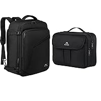 MATEIN Carry on Backpack &Electronics Organizer Bundle |Extra Large Travel Backpack Expandable Airplane Approved Weekender Bag & Waterproof Travel Electronic Accessories Case