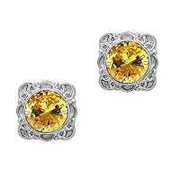 Multi Choice Round Shape Gemstone 925 Sterling Silver Antique Design Solitaire Stud Earring