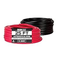 Iron Forge Cable 4 Gauge Primary Wire 2 Pack - 25ft Copper Clad Aluminum Wire - 1 Red and 1 Black