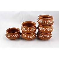 Ceramic Pots for Curd (80 ml, Set of 6) - Ceramic Katori Set Chutney Kheer Bowls Snacks Serving Bowls
