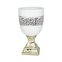 Deco 79 Ceramic Decorative Vase Centerpiece Vase with Greek Knot Pattern and Gold Base, Flower Vase for Home Decoration 8