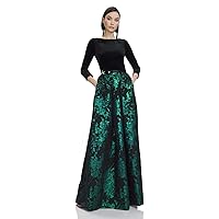 Theia Couture Women's 3/4 Sleeve Evening Gown