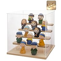 5 Tier Display Case,Acrylic Boxes for Display Action Figures,Clear Fossils Countertop Display Cases,Minifigures Collectibles Table Counter Top Display Shelf(Wooden, 11.8*11*11.8 inches)