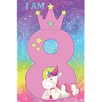 Unicorn Blank Lined Notebook Journal 6x9: Birthday Gift for Kids Age 8 Years Old