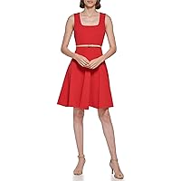 Tommy Hilfiger Women's Fit and Flare Sleeveless Square Neck Dress, Samba