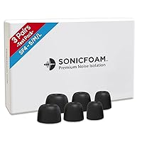Memory Foam Earbud Tips - Premium Noise Isolation, Replacement Foam Earphone Tips, 3 Pairs for in Ear Headphone Earbuds (SF4, S/M/L, Black, Tester Pack)