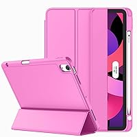 ZryXal iPad Air Case 5th Generation/4th Generation 2022/2020 10.9 Inch, Smart iPad Case[Support Touch ID and Auto Wake/Sleep] with Auto 2nd Gen Pencil Charging (Peach Red)