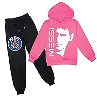 Teen Boys Football Star Graphic Hoodie and Jogging Pants-Youth Pull Over Hooded Sweatshirt Suit for Kids