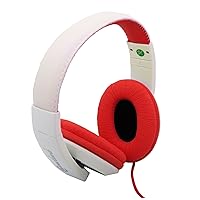 Connectland Over Ear 3.5mm Wired Headphone, Microphone Lightweight Adjustable Headband for Kids,Teens,Adults. iPhone iPad Tablet, Red&White CL-AUD63080