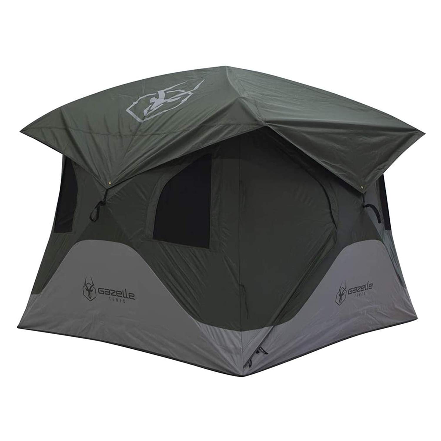 Gazelle Tents™, T3X Hub Tent, Easy 90 Second Set-Up, Waterproof, UV Resistant, Removable Floor, Ample Storage Options, 3-Person, Alpine Green, 68&#...