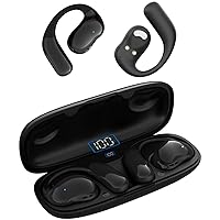 Bluetooth Open Ear Wireless Earbuds: On Ear Headphones with Hi-Fi Stereo Audio, Touch Control Bluetooth Headphones, Waterproof Sport Earphones with Mic for Android/iOS (400mAh Black)