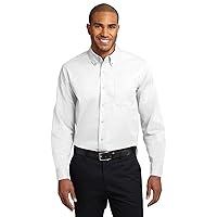 Port Authority - Long Sleeve Easy Care Shirt, 6XL, White and Light Stone