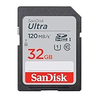 SanDisk Ultra SDSDUN4-032G-GHJNN SD Card, 32 GB, SDHC Class 10, UHS-I, Read Up to 120 MB/s, New Package