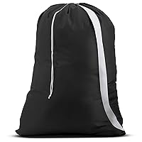 Handy Laundry Shoulder Strap Laundry Bag, Drawstring Locking Closure, Durable Material, Large Capacity, Heavy Duty Stitching, Hands Free Carrying, Perfect College Dorm, (Black, 30