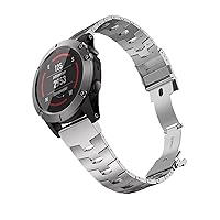 22mm 26mm Quick Release Watch Band Titanium Alloy Wristband Strap Accessory for Garmin Fenix 6 6X Pro 5 5X Plus 935 3HR Bracelet (Color : Silver, Size : 22mm Fenix 5 5Plus)