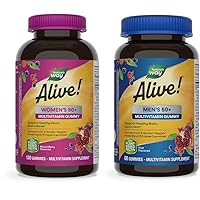 Nature's Way Alive! Women’s 50+ Daily Gummy Multivitamin, Supports Heart, Brain & Bones, Mixed Berry & Alive! Men’s 50+ Daily Gummy Multivitamins, Supports Multiple Body Systems*