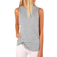 Hount Women's High Neck Tank Tops Summer Sleeveless T Shirts Loose Fit with Pockets