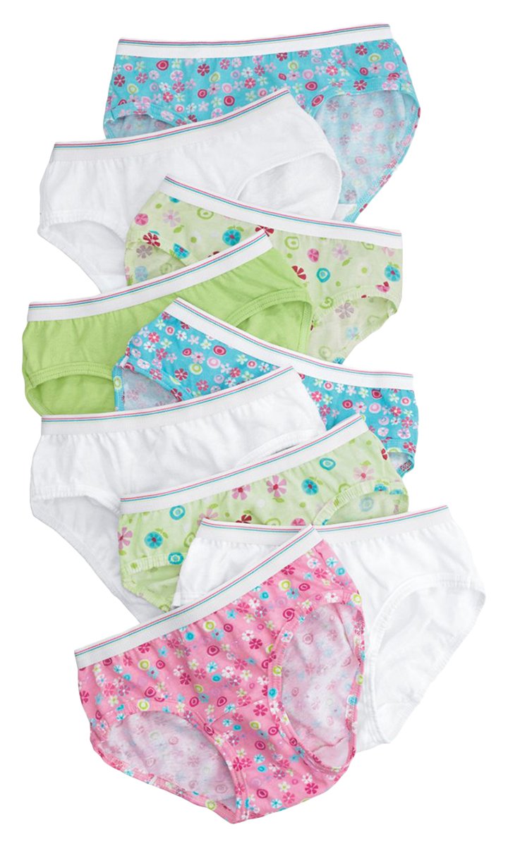 Hanes Girls' 100% Cotton Tagless Brief Panties, Assorted 9-Pack, 6