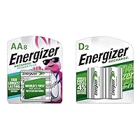 Energizer Rechargeable AA and D Batteries Bundle (8 AA Batteries, 2 D Batteries)