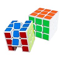 Classic Magic Cube Smart Cube Puzzle 3x3 Educational Game Brain Teaser (2 PCS-White)