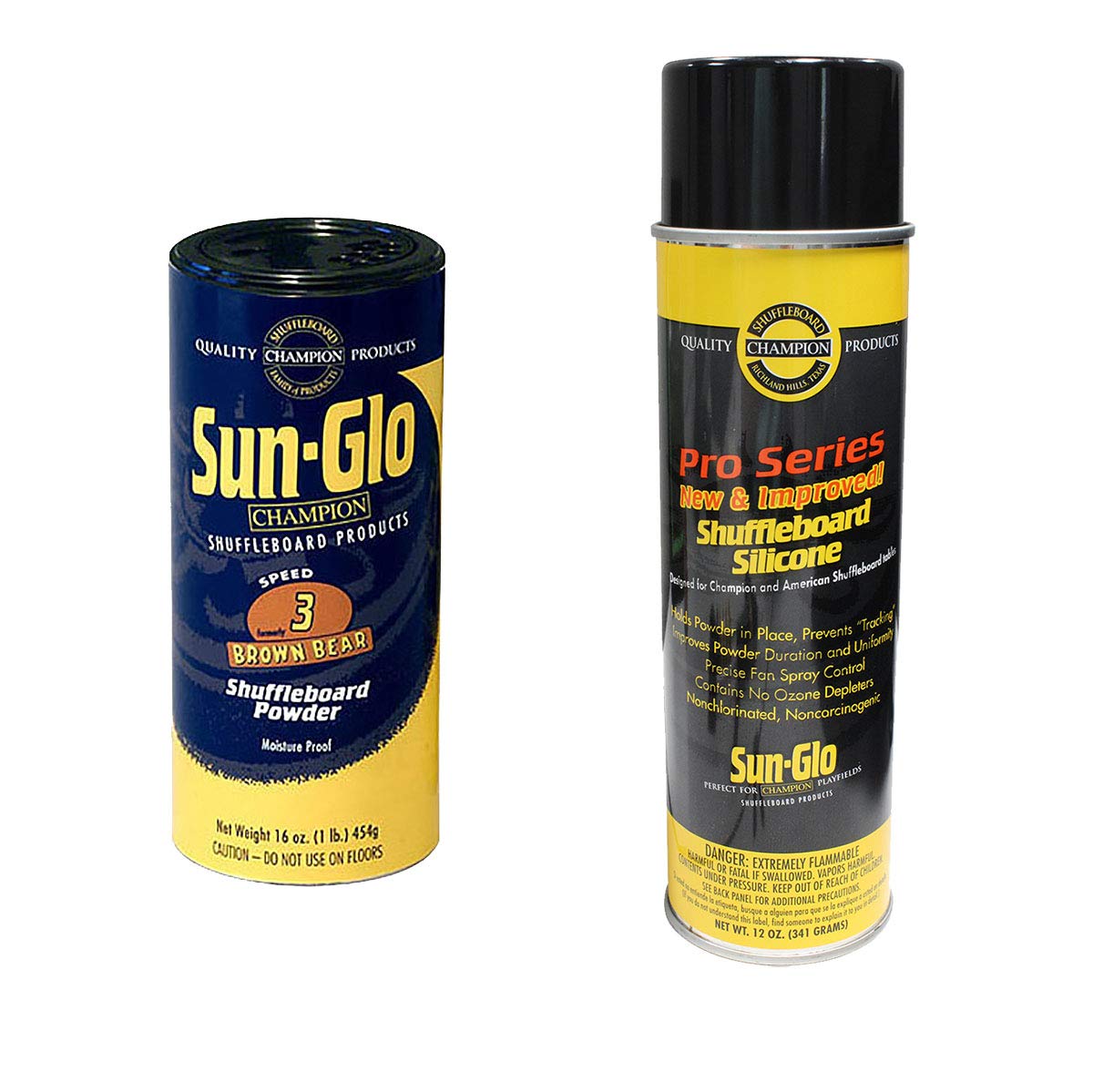 Sun-Glo Silicone Shuffleboard Spray (12 oz.) & #3 Speed Shuffleboard Powder Wax (16 oz.) Combo
